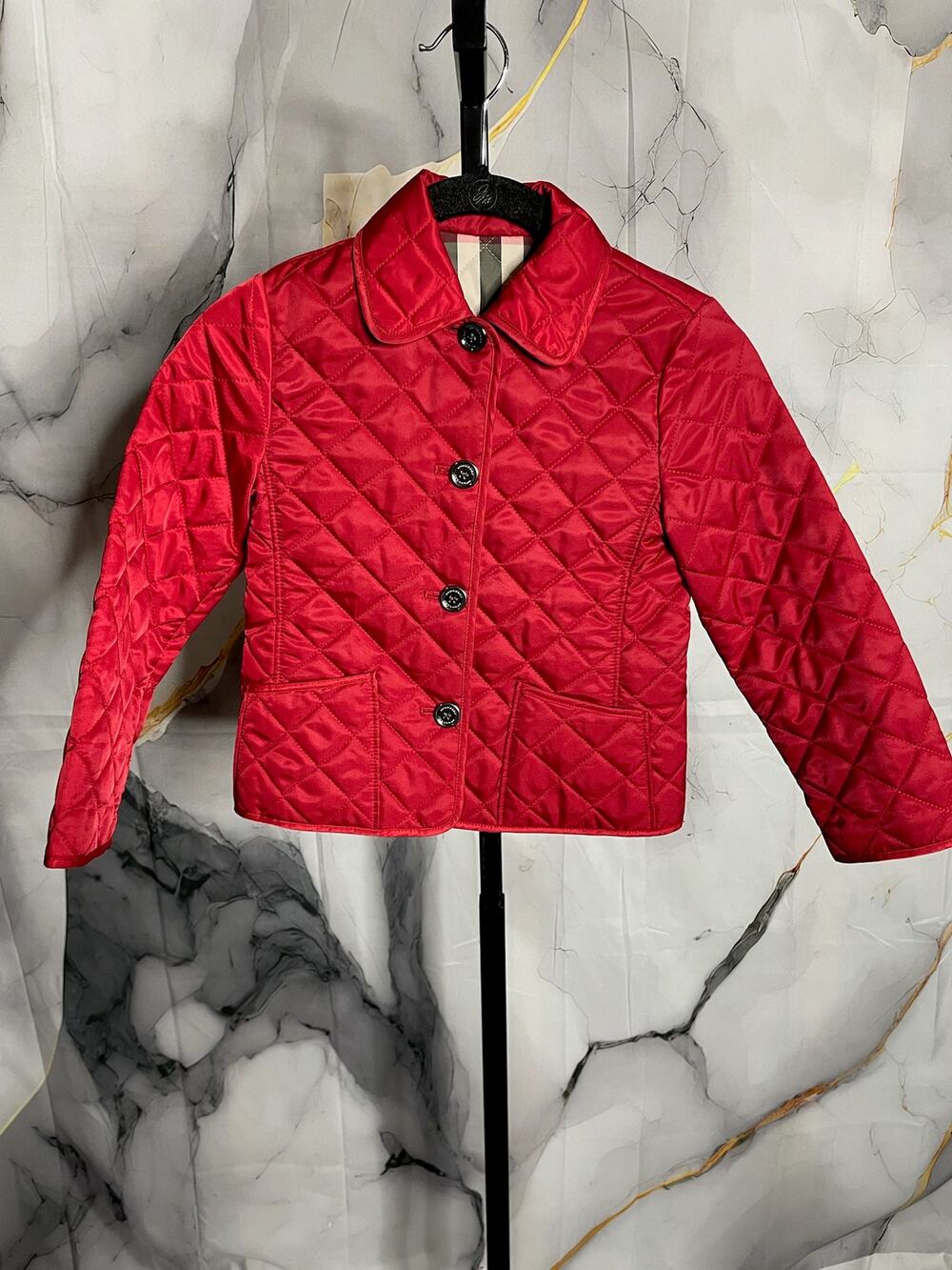 Burberry Red Quilted Kids Jacket Size 5Y